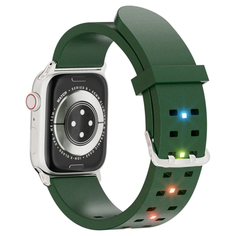 For Apple Watch Series 9 41mm Luminous Colorful Light Silicone Watch Band(Green) - Watch Bands by buy2fix | Online Shopping UK | buy2fix