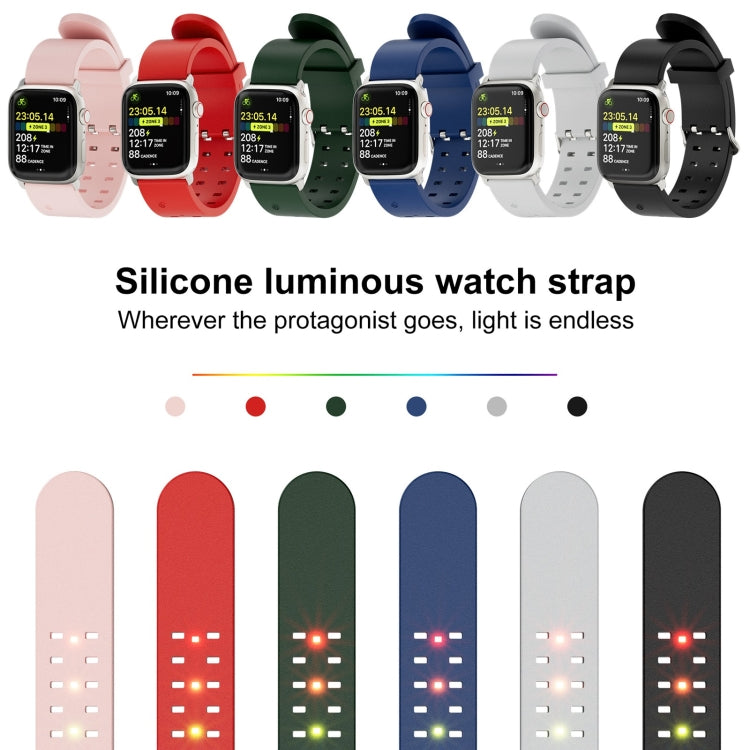 For Apple Watch 38mm Luminous Colorful Light Silicone Watch Band(Black) - Watch Bands by buy2fix | Online Shopping UK | buy2fix