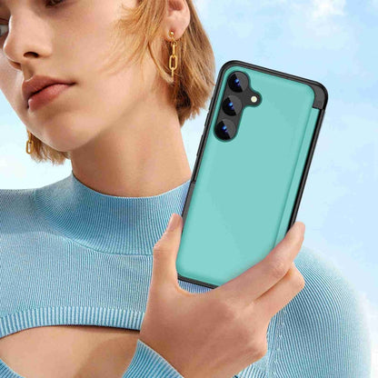 For Samsung Galaxy S22+ 5G 3 in 1 Flip Holder Phone Case(Cyan) - Galaxy S22+ 5G Cases by buy2fix | Online Shopping UK | buy2fix