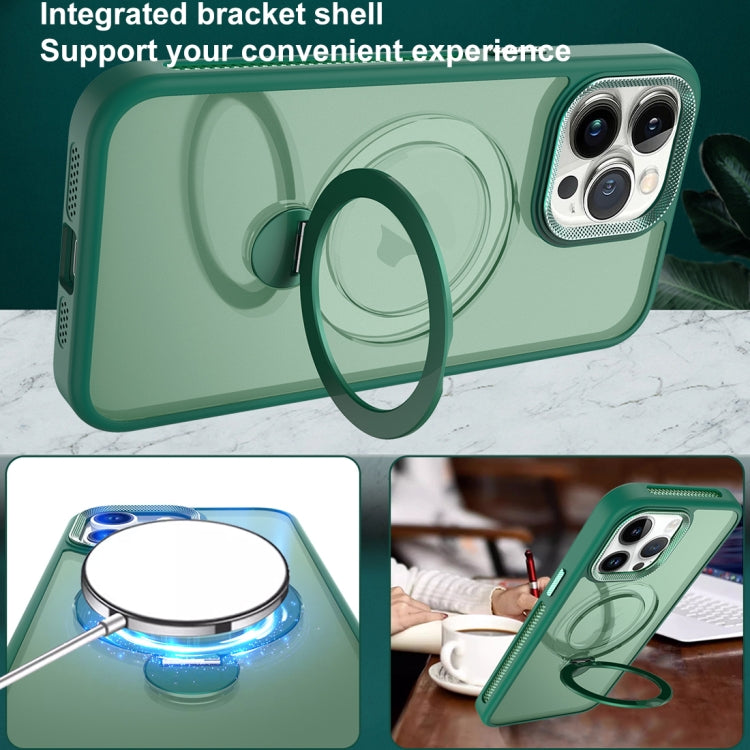 For iPhone 14 Plus MagSafe Magnetic Holder Breathable Phone Case(Green) - iPhone 14 Plus Cases by buy2fix | Online Shopping UK | buy2fix