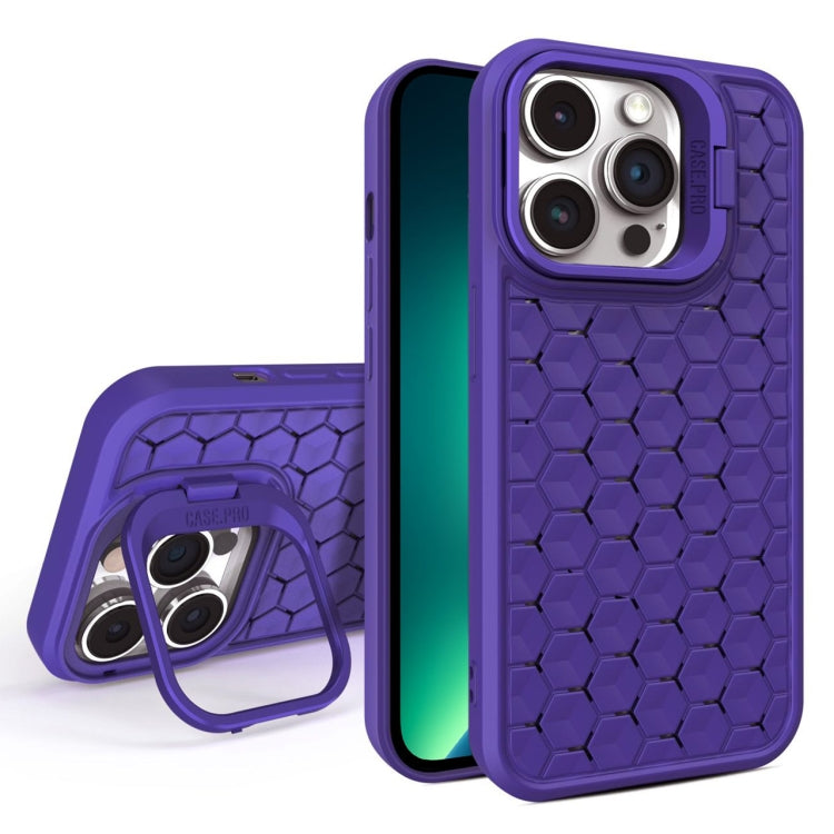 For iPhone 13 Pro Max Honeycomb Radiating Lens Holder Magsafe Phone Case(Purple) - iPhone 13 Pro Max Cases by buy2fix | Online Shopping UK | buy2fix