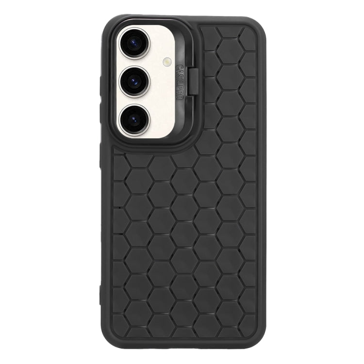 For Samsung Galaxy S24 5G Honeycomb Radiating Lens Holder Magsafe Phone Case(Black) - Galaxy S24 5G Cases by buy2fix | Online Shopping UK | buy2fix