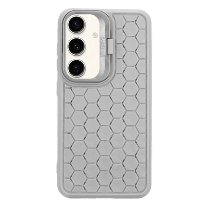 For Samsung Galaxy S24 5G Honeycomb Radiating Lens Holder Magsafe Phone Case(Grey) - Galaxy S24 5G Cases by buy2fix | Online Shopping UK | buy2fix