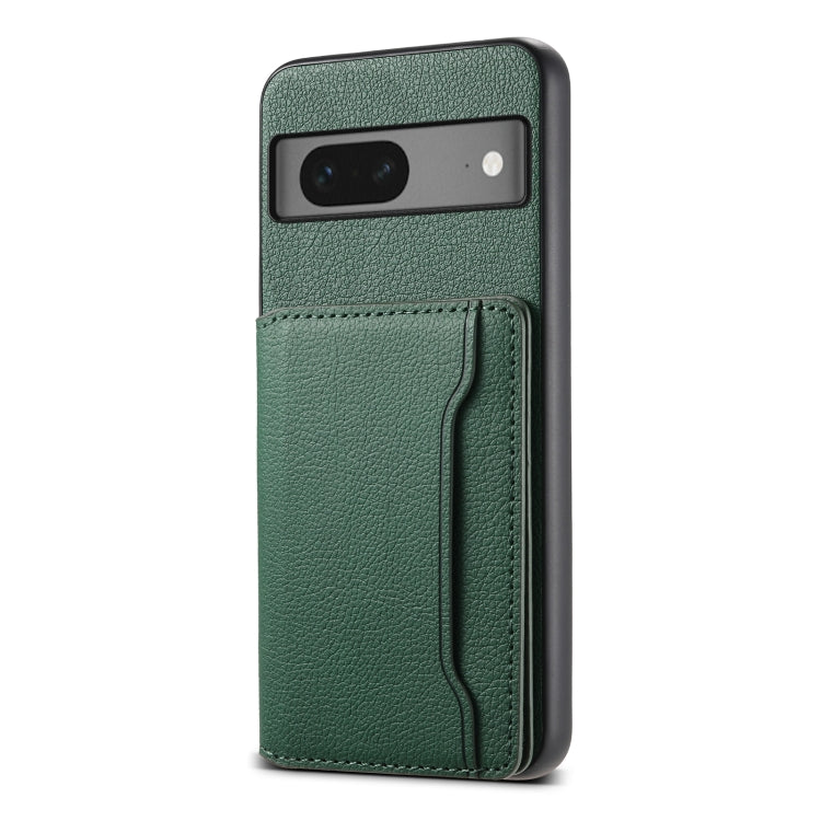 For Google Pixel 7 5G Calf Texture Card Bag Design Full Coverage Phone Case(Green) - Google Cases by buy2fix | Online Shopping UK | buy2fix