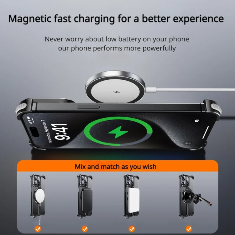 For iPhone 13 MagSafe Magnetic Frameless Holder Phone Case(Black) - iPhone 13 Cases by buy2fix | Online Shopping UK | buy2fix