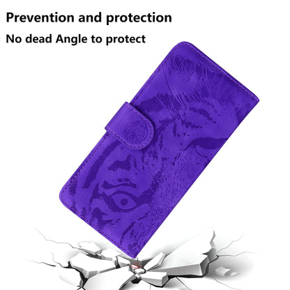 For Google Pixel 9 Tiger Embossing Pattern Flip Leather Phone Case(Purple) - Google Cases by buy2fix | Online Shopping UK | buy2fix