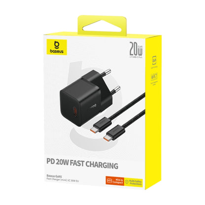 Baseus GaN5 20W mini USB-C / Type-C Gallium Nitride Fast Charger, EU Plug(Black) - USB Charger by Baseus | Online Shopping UK | buy2fix