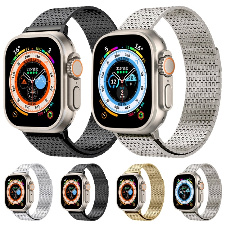 For Apple Watch SE 2022 44mm Milanese Loop Magnetic Clasp Stainless Steel Watch Band(Titanium Gold) - Watch Bands by buy2fix | Online Shopping UK | buy2fix