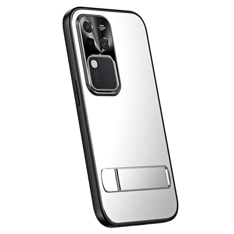 For vivo S18 Pro R-JUST RJ-61 Electroplating Frosted TPU + PC Phone Case with Holder(Silver) - vivo Cases by R-JUST | Online Shopping UK | buy2fix