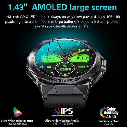 LEMFO K62 1.43 inch AMOLED Round Screen Smart Watch Supports Bluetooth Calls(Black) - Smart Watches by LEMFO | Online Shopping UK | buy2fix