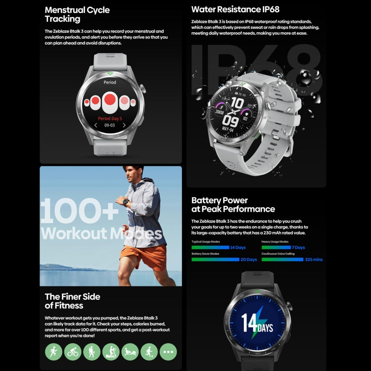 Zeblaze Btalk 3 1.39 inch Screen Voice Calling Smart Watch, Support Heart Rate / Blood Pressure / Blood Oxygen(Midnight Black) - Smart Watches by Zeblaze | Online Shopping UK | buy2fix