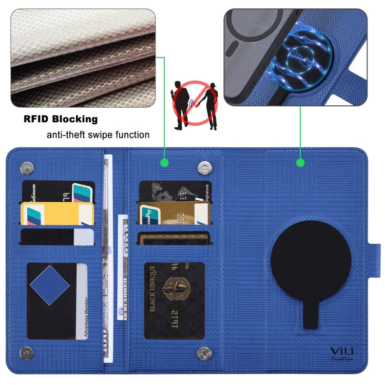 For iPhone 13 Pro Max ViLi GHA Series Shockproof MagSafe RFID Leather Attraction Horizontal Flip Phone Case(Blue) - iPhone 13 Pro Max Cases by ViLi | Online Shopping UK | buy2fix