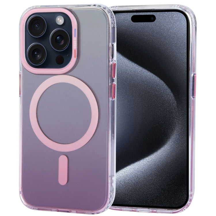 For iPhone 15 Pro TGVIS Aurora Series MagSafe Magnetic Phone Case(Gradient Pink) - iPhone 15 Pro Cases by TGVIS | Online Shopping UK | buy2fix