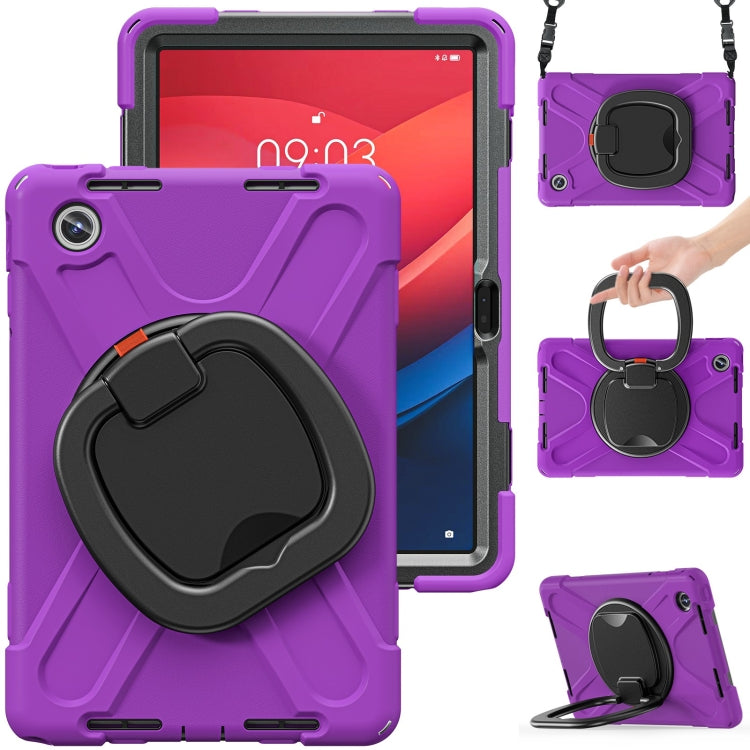 For Lenovo Tab M11 /Xiaomi Pad 11 2024 Silicone Hybrid PC Tablet Case with Holder & Shoulder Strap(Purple) - Lenovo by buy2fix | Online Shopping UK | buy2fix