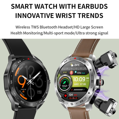 LEMFO T95 1.52 inch IPS Screen 2 in 1 Bluetooth Earphone Smart Watch Support Health Monitoring(Black) - Smart Watches by LEMFO | Online Shopping UK | buy2fix