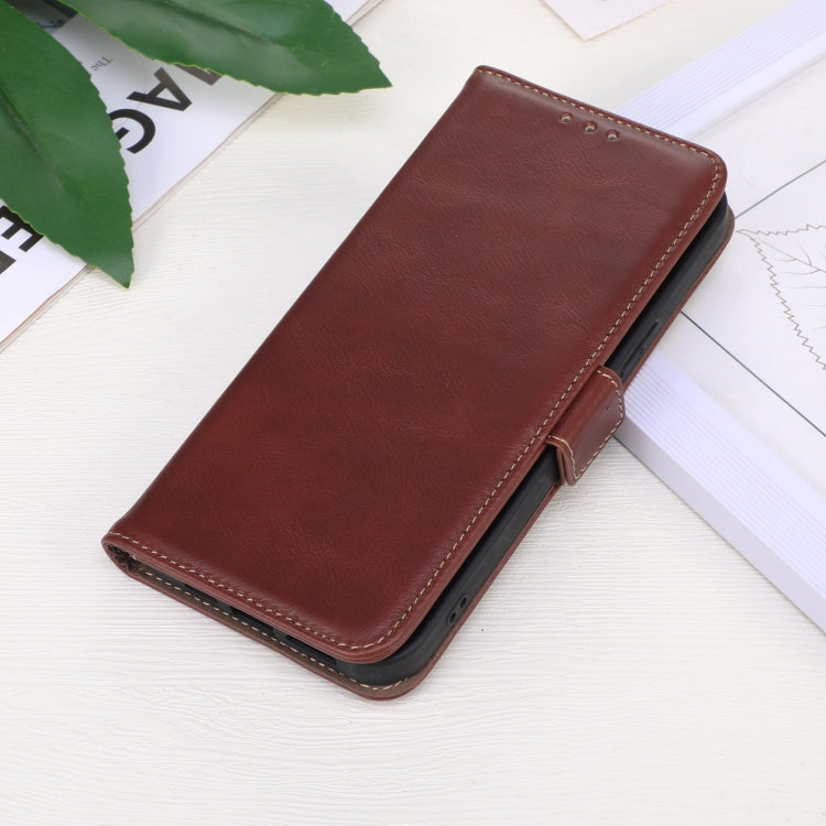 For Google Pixel 9 Crazy Horse Top Layer Cowhide Leather Phone Case(Brown) - Google Cases by buy2fix | Online Shopping UK | buy2fix