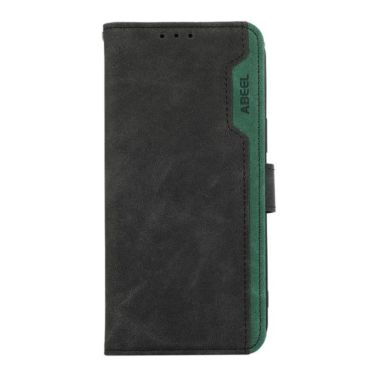 For Samsung Galaxy S22 5G ABEEL Color Block Magnetic RFID Leather Phone Case(Black-Green) - Galaxy S22 5G Cases by buy2fix | Online Shopping UK | buy2fix