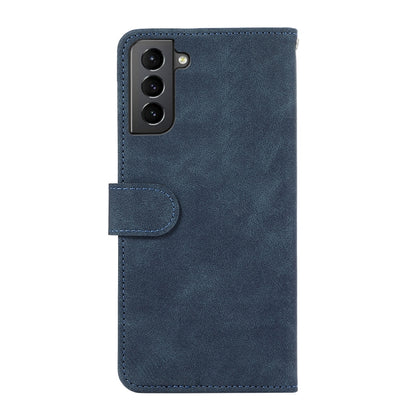For Samsung Galaxy S21+ 5G ABEEL Color Block Magnetic RFID Leather Phone Case(Blue-Brown) - Galaxy S21+ 5G Cases by buy2fix | Online Shopping UK | buy2fix