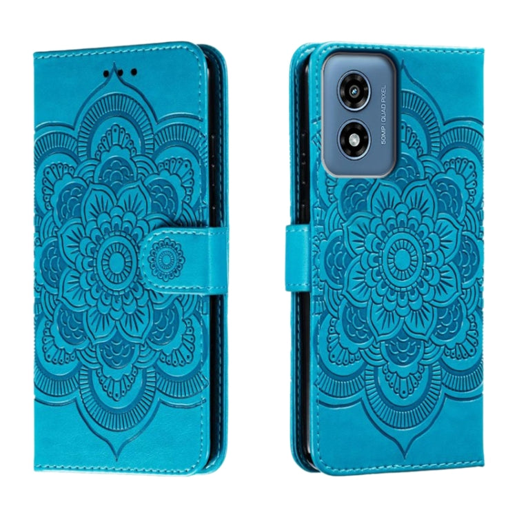 For Motorola Moto G Play 2024 Sun Mandala Embossing Pattern Phone Leather Case(Blue) - Motorola Cases by buy2fix | Online Shopping UK | buy2fix