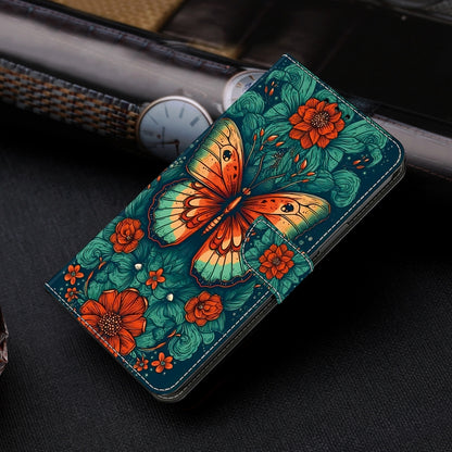 For Samsung Galaxy S22 5G Crystal Painted Leather Phone case(Flower Butterfly) - Galaxy S22 5G Cases by buy2fix | Online Shopping UK | buy2fix