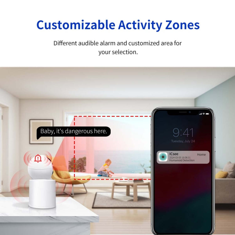 ESCAM QF104 One Click Video Call 3MP Indoor Humanoid Detection Audible Alarm Color Night Version Smart WiFi Camera, US Plug - Wireless Camera by ESCAM | Online Shopping UK | buy2fix