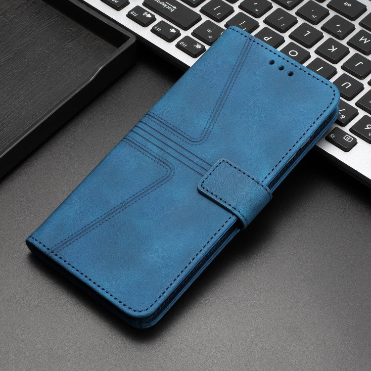 For iPhone 16 Pro Triangle Solid Color Leather Phone Case(Blue) - iPhone 16 Pro Cases by buy2fix | Online Shopping UK | buy2fix