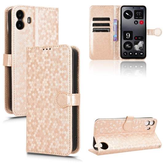 For Nothing CMF Phone 1 Honeycomb Dot Texture Leather Phone Case(Gold) - More Brand by buy2fix | Online Shopping UK | buy2fix