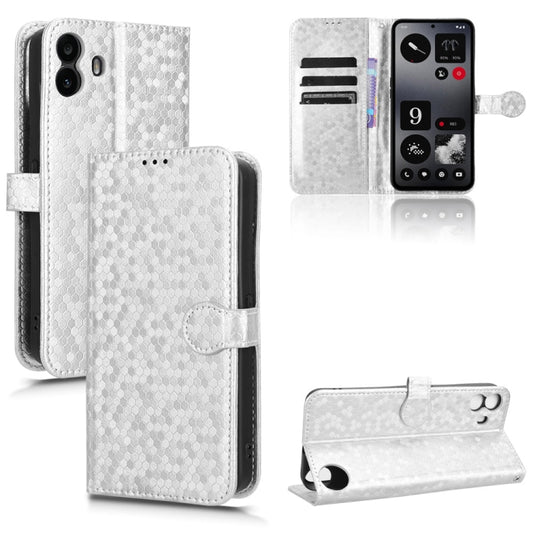 For Nothing CMF Phone 1 Honeycomb Dot Texture Leather Phone Case(Silver) - More Brand by buy2fix | Online Shopping UK | buy2fix