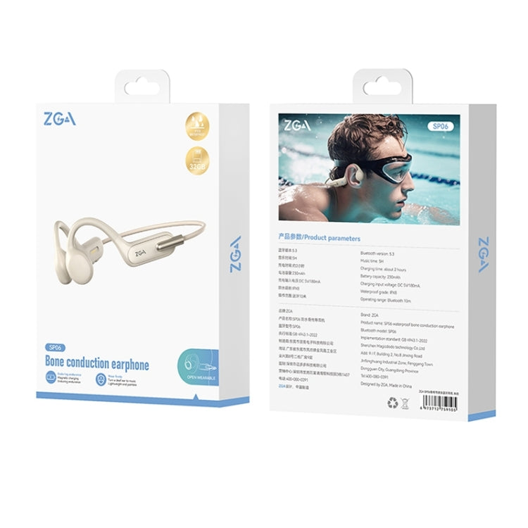 ZGA SP06 Waterproof Bone Conduction Bluetooth Sports Earphone(White) - Neck-mounted Earphone by ZGA | Online Shopping UK | buy2fix