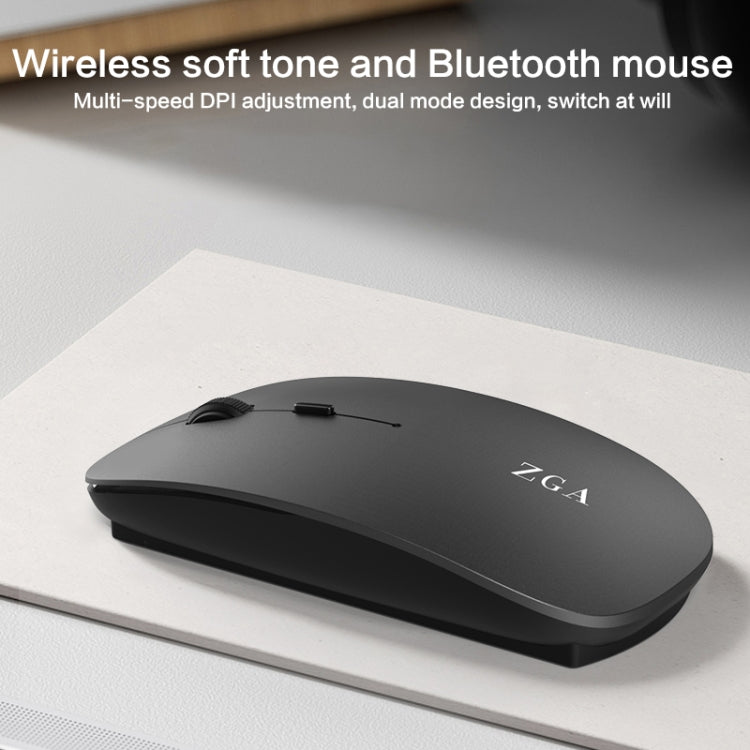 ZGA Chinchilla Dual Mode Wireless 2.4G + Bluetooth 5.0 Mouse(Silver) - Wireless Mice by ZGA | Online Shopping UK | buy2fix