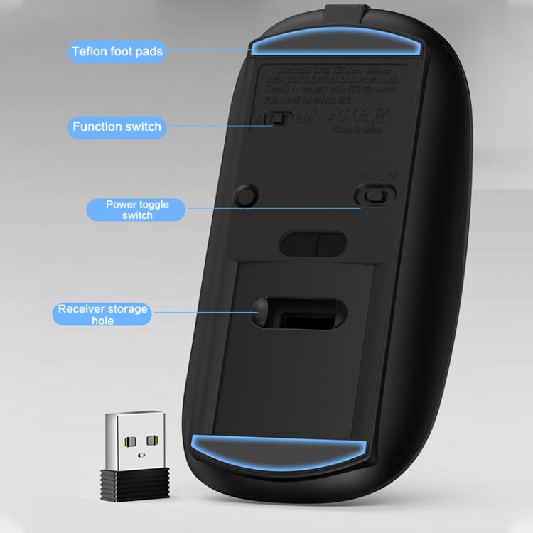 ZGA Chinchilla Dual Mode Wireless 2.4G + Bluetooth 5.0 Mouse(Silver) - Wireless Mice by ZGA | Online Shopping UK | buy2fix