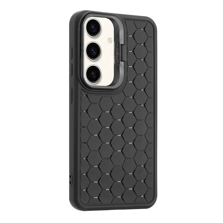 For Samsung Galaxy A15 4G/5G Honeycomb Radiating Lens Holder TPU Phone Case(Black) - Galaxy Phone Cases by buy2fix | Online Shopping UK | buy2fix