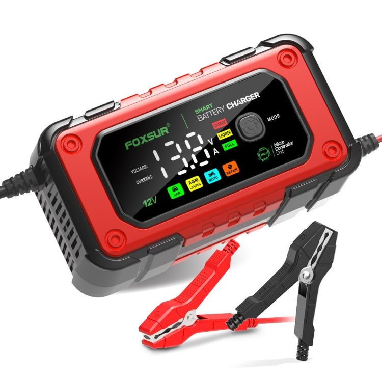 FOXSUR 7A 12V Car / Motorcycle Smart Battery Charger, Plug Type:UK Plug(Red) - Battery Charger by FOXSUR | Online Shopping UK | buy2fix