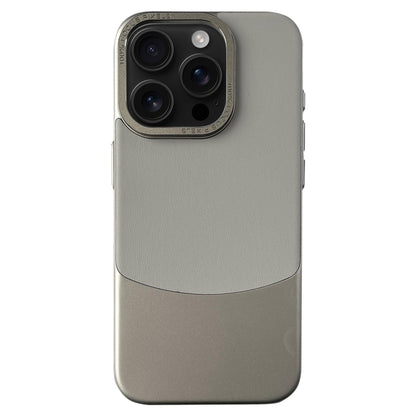 For iPhone 16 Pro Max Napa Texture PC + Leather Phone Case(Grey) - iPhone 16 Pro Max Cases by buy2fix | Online Shopping UK | buy2fix