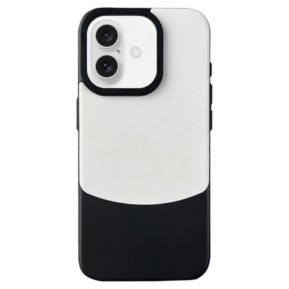 For iPhone 16 Plus Napa Texture PC + Leather Phone Case(Panda Black) - iPhone 16 Plus Cases by buy2fix | Online Shopping UK | buy2fix