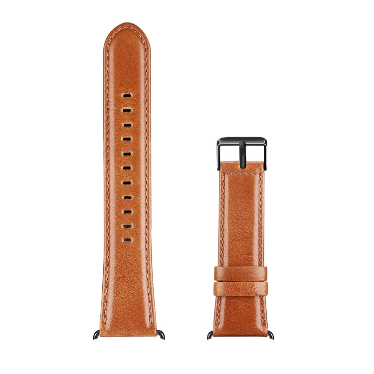 For Apple Watch SE 2023 40mm DUX DUCIS Business Genuine Leather Watch Strap(Khaki) - Watch Bands by DUX DUCIS | Online Shopping UK | buy2fix