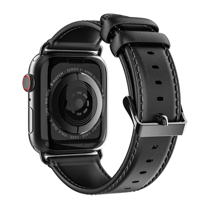 For Apple Watch Series 9 41mm DUX DUCIS Business Genuine Leather Watch Strap(Black) - Watch Bands by DUX DUCIS | Online Shopping UK | buy2fix