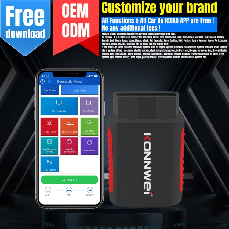 KONNWEI K DIAG Car OBDII Full System Diagnostic Scanner(Black Red) - Code Readers & Scan Tools by KONNWEI | Online Shopping UK | buy2fix