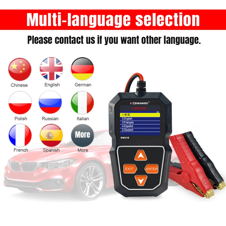 KONNWEI KW218 2.4 inch Color Screen Car Battery Tester(Black) - Code Readers & Scan Tools by KONNWEI | Online Shopping UK | buy2fix