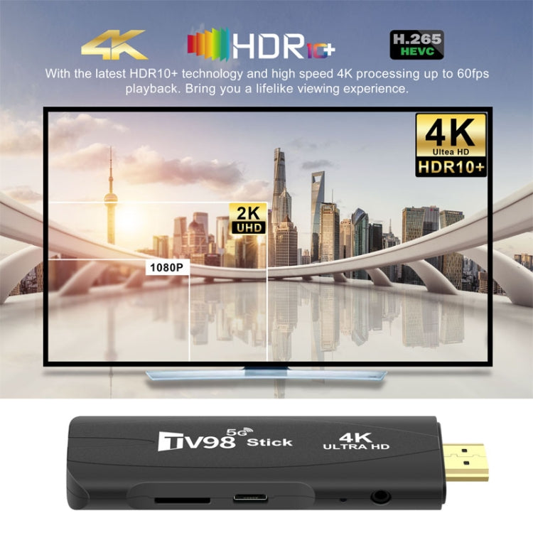 TV98 Rockchip 3228A Quad Core 4K HD Bluetooth Android TV Stick, RAM:4GB+32GB(UK Plug) - Android TV Sticks by buy2fix | Online Shopping UK | buy2fix