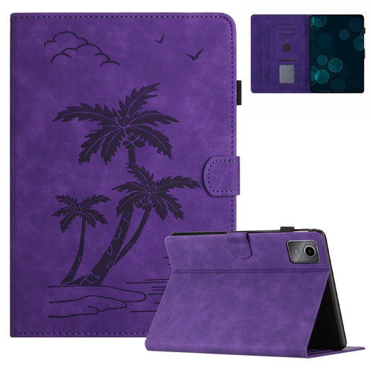 For Lenovo Tab M11/Xiaoxin Pad 11 2024 Coconut Tree Embossed Smart Leather Tablet Case(Purple) - Lenovo by buy2fix | Online Shopping UK | buy2fix