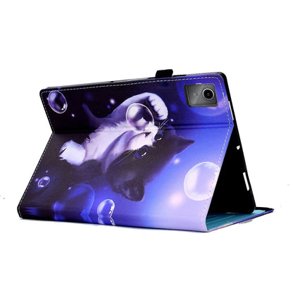 For Lenovo Tab M11 / Xiaoxin Pad 11 2024 Colored Drawing Stitching Elastic Band Leather Smart Tablet Case(Bubble Cat) - Lenovo by buy2fix | Online Shopping UK | buy2fix