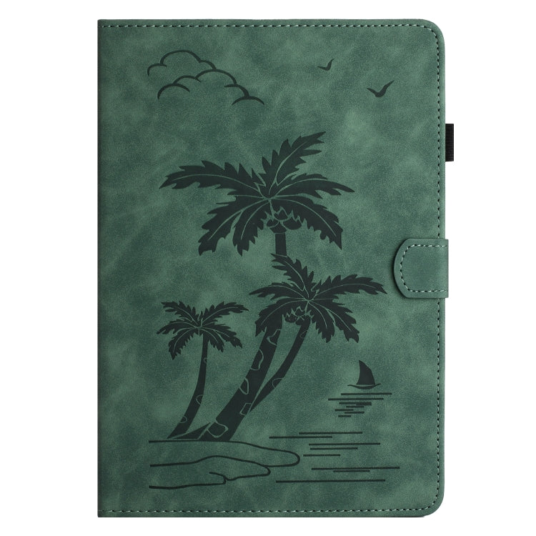 For iPad Pro 11 2024 Coconut Tree Embossed Smart Leather Tablet Case(Green) - iPad Pro 11 2024 Cases by buy2fix | Online Shopping UK | buy2fix