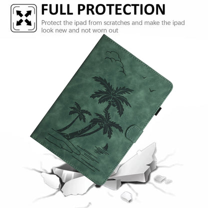 For Samsung Galaxy Tab S9 FE X510/X516B Coconut Tree Embossed Smart Leather Tablet Case(Green) - Galaxy Tab S9 FE by buy2fix | Online Shopping UK | buy2fix