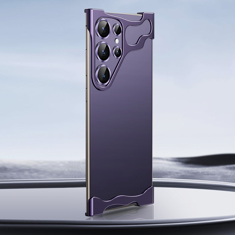 For Samsung Galaxy S23 Ultra 5G Frameless Metal Corner Pad Phone Case with Lens Film(Purple) - Galaxy S23 Ultra 5G Cases by buy2fix | Online Shopping UK | buy2fix