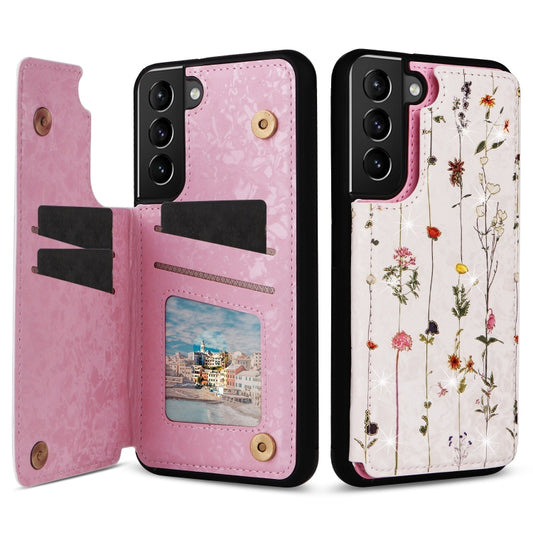 For Samsung Galaxy S21 5G Printed Double Buckle RFID Anti-theft Phone Case(Dried Flower World) - Galaxy S21 5G Cases by buy2fix | Online Shopping UK | buy2fix