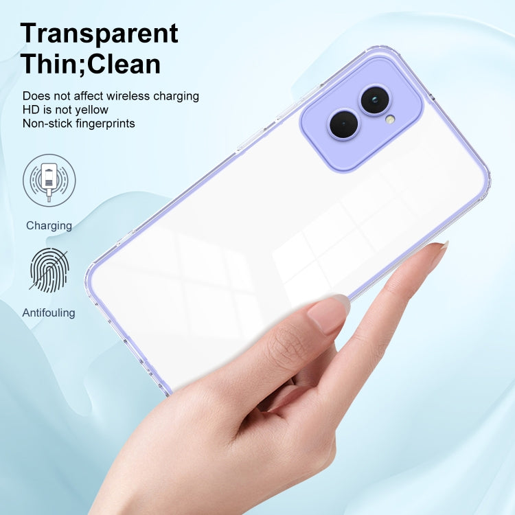 For Motorola Moto G Power 5G 2024 3 in 1 Clear TPU Color PC Frame Phone Case(Purple) - Motorola Cases by buy2fix | Online Shopping UK | buy2fix