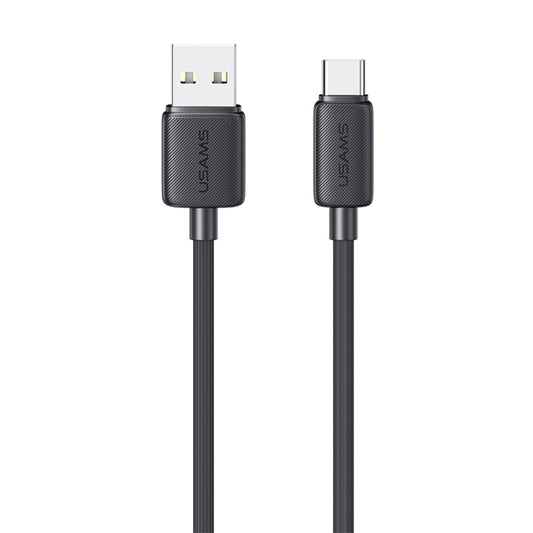 USAMS US-SJ688 USB to USB-C / Type-C 3A Striped Fast Charge Data Cable, Length:1m(Black) - USB-C & Type-C Cable by USAMS | Online Shopping UK | buy2fix