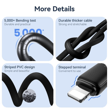 USAMS US-SJ702 USB-C / Type-C to 8 Pin 30W Striped Fast Charge Data Cable, Length:3m(White) - 2 in 1 Cable by USAMS | Online Shopping UK | buy2fix