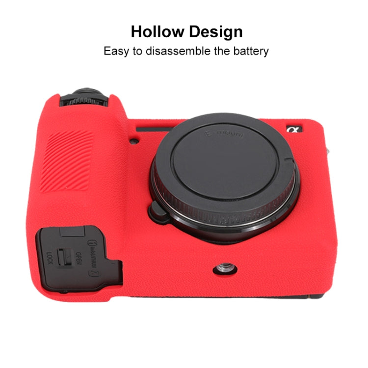 For Sony ILCE-6700 / A6700 Litchi Texture Soft Silicone Protective Case(Red) - Protective Case by buy2fix | Online Shopping UK | buy2fix